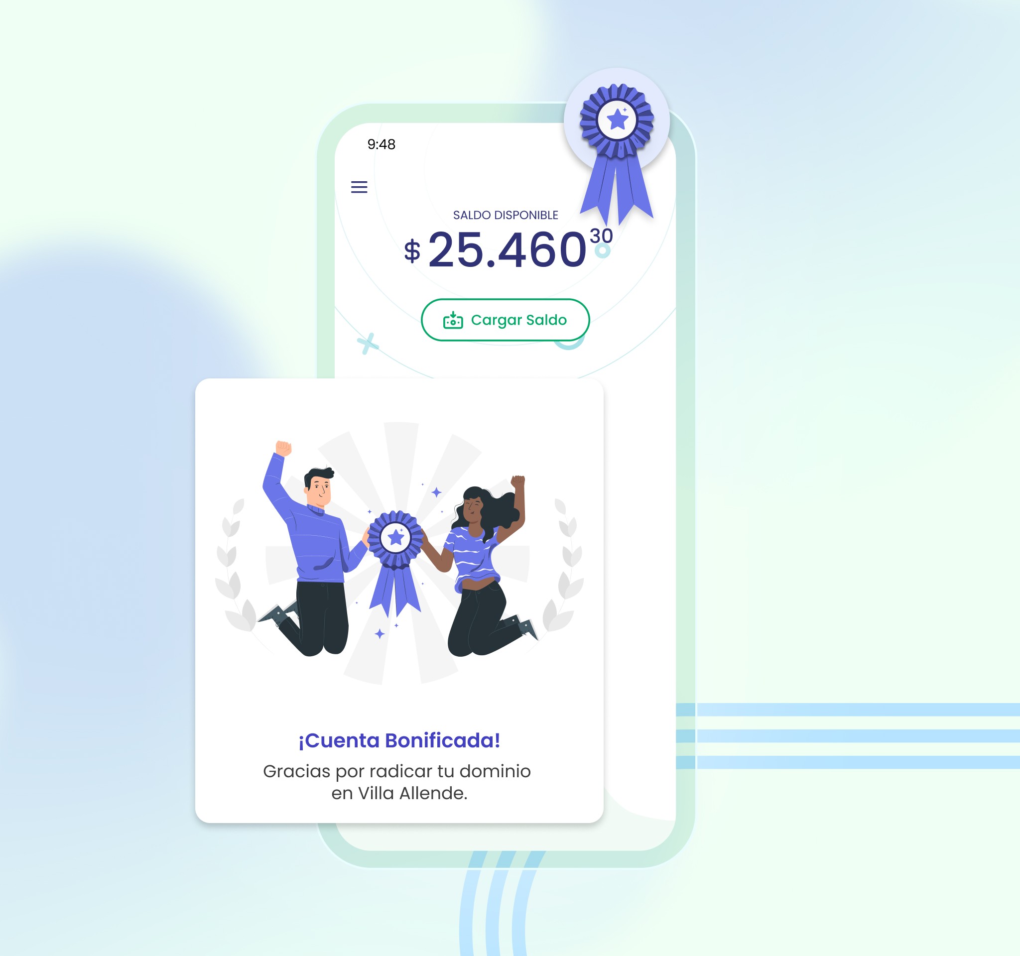 Aplicación, cuenta bonificada exitosamente