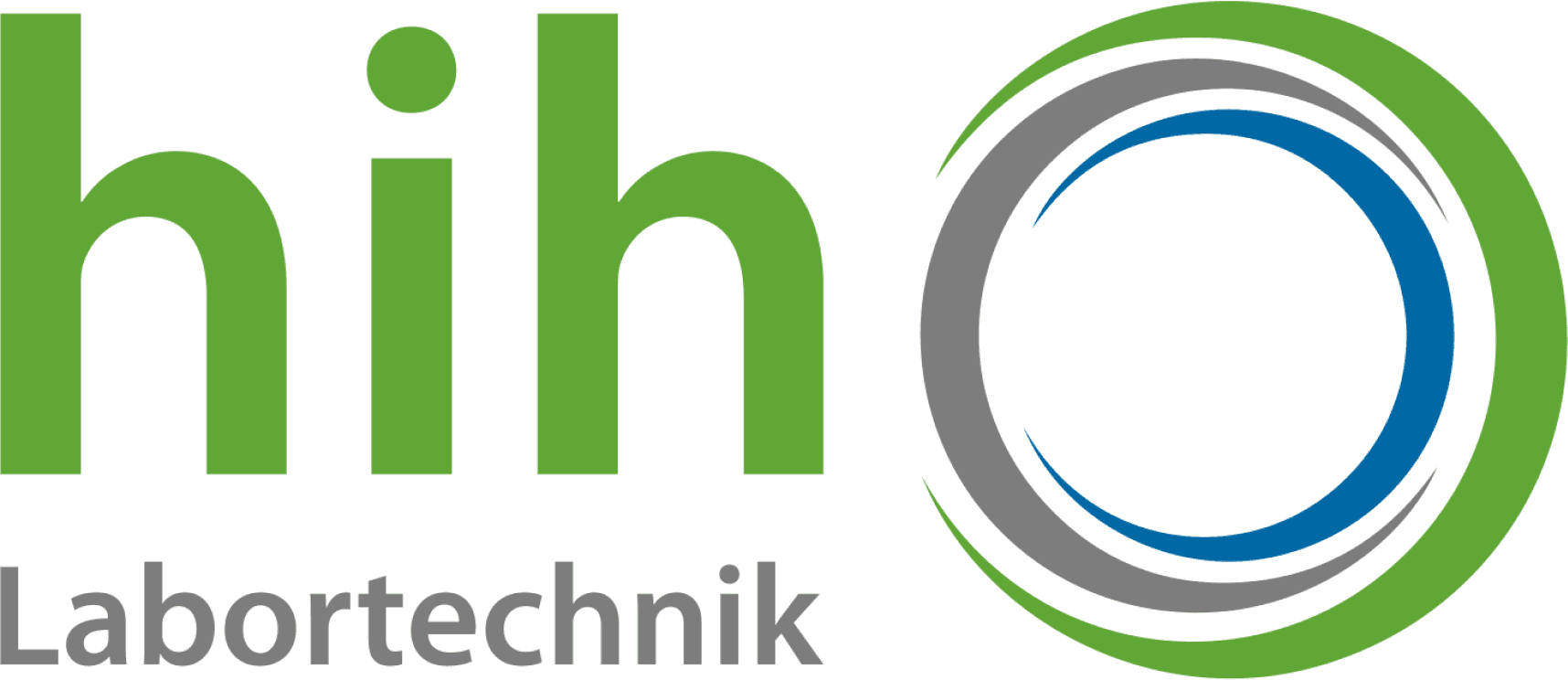 Logo von „hiho Labortechnik“ in den Farben grün und blau mit einem kreisförmigen Gestaltungselement.