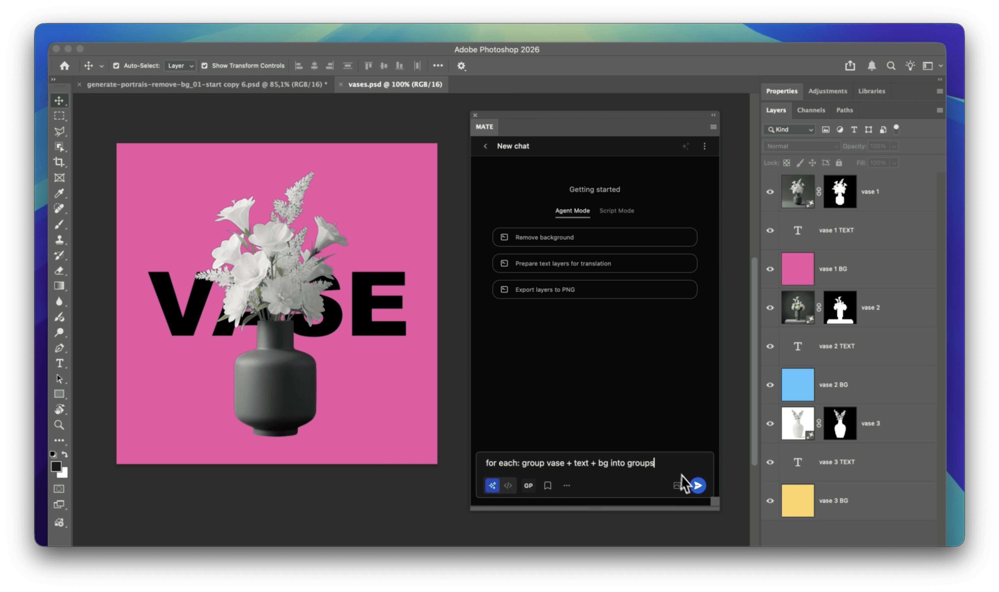 MATE for Photoshop screen with example file