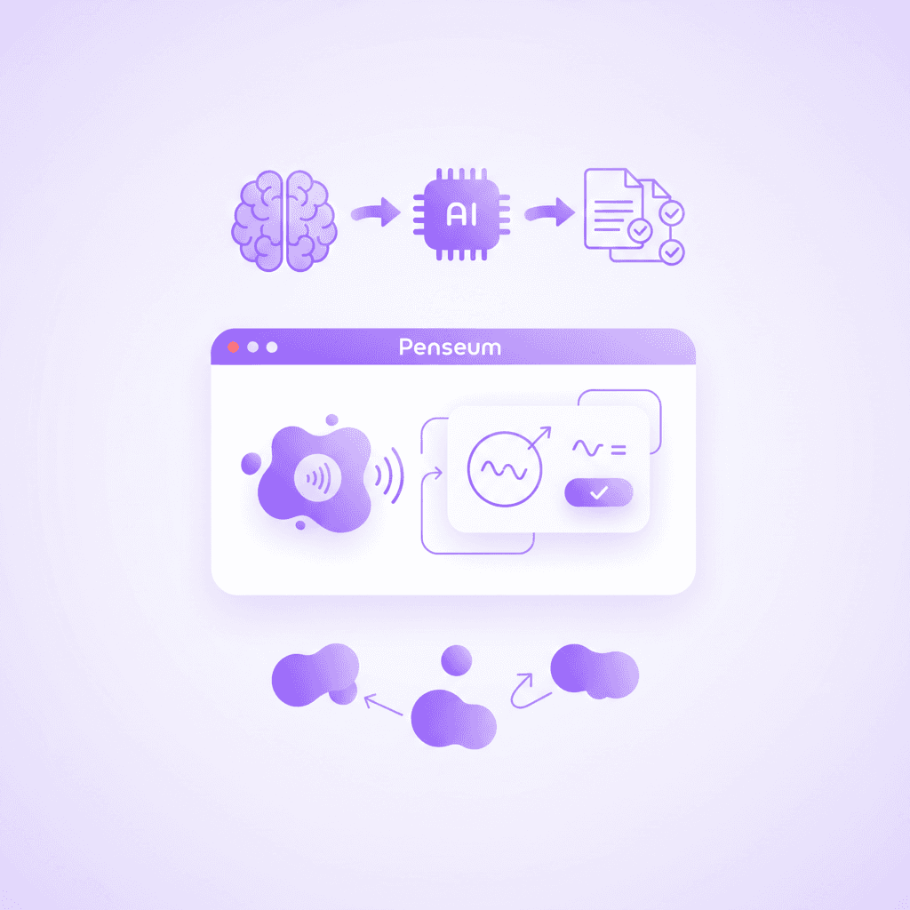 Penseum AI tutor interface providing real-time voice explanations and visual canvas drawing.