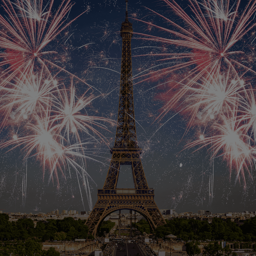 a crowd of people watching a fireworks display