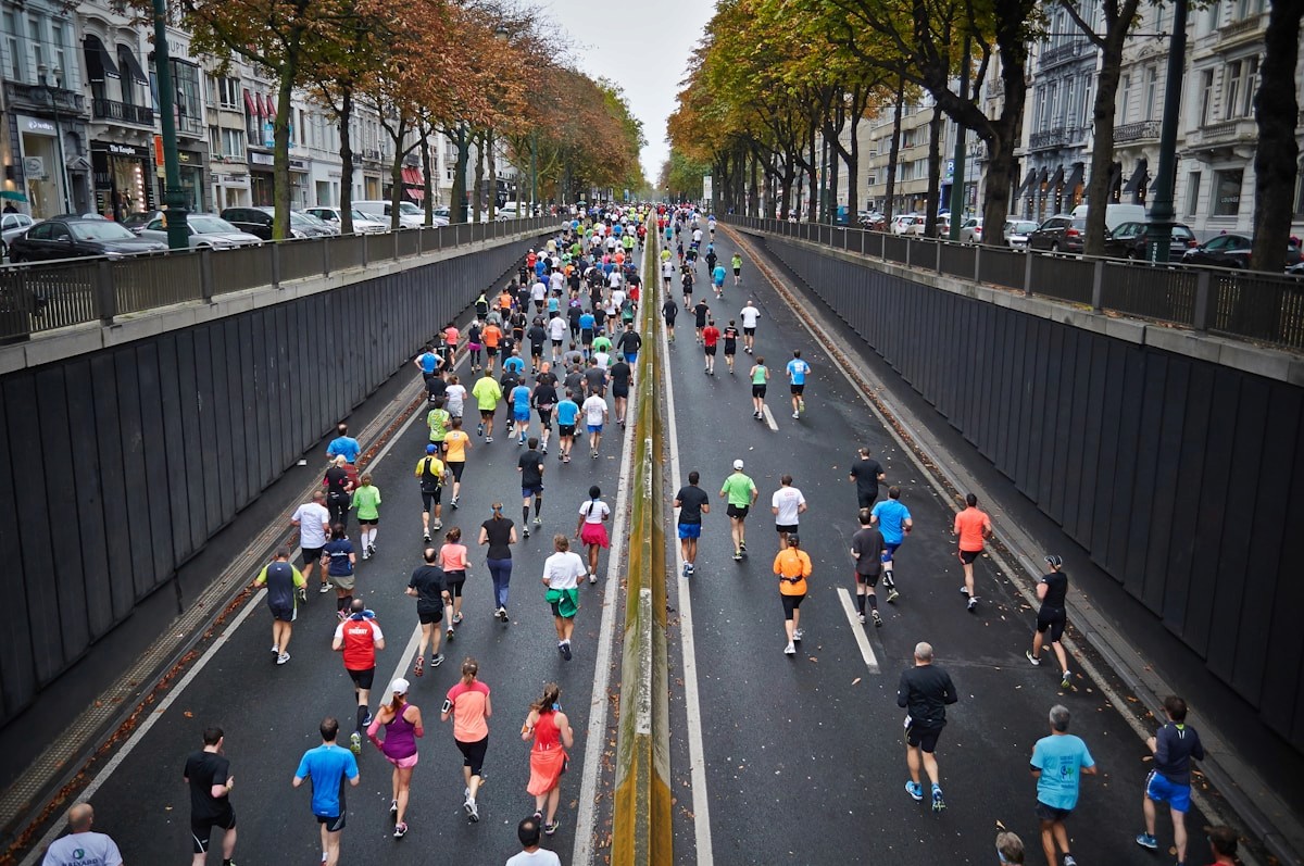 Runners on the road