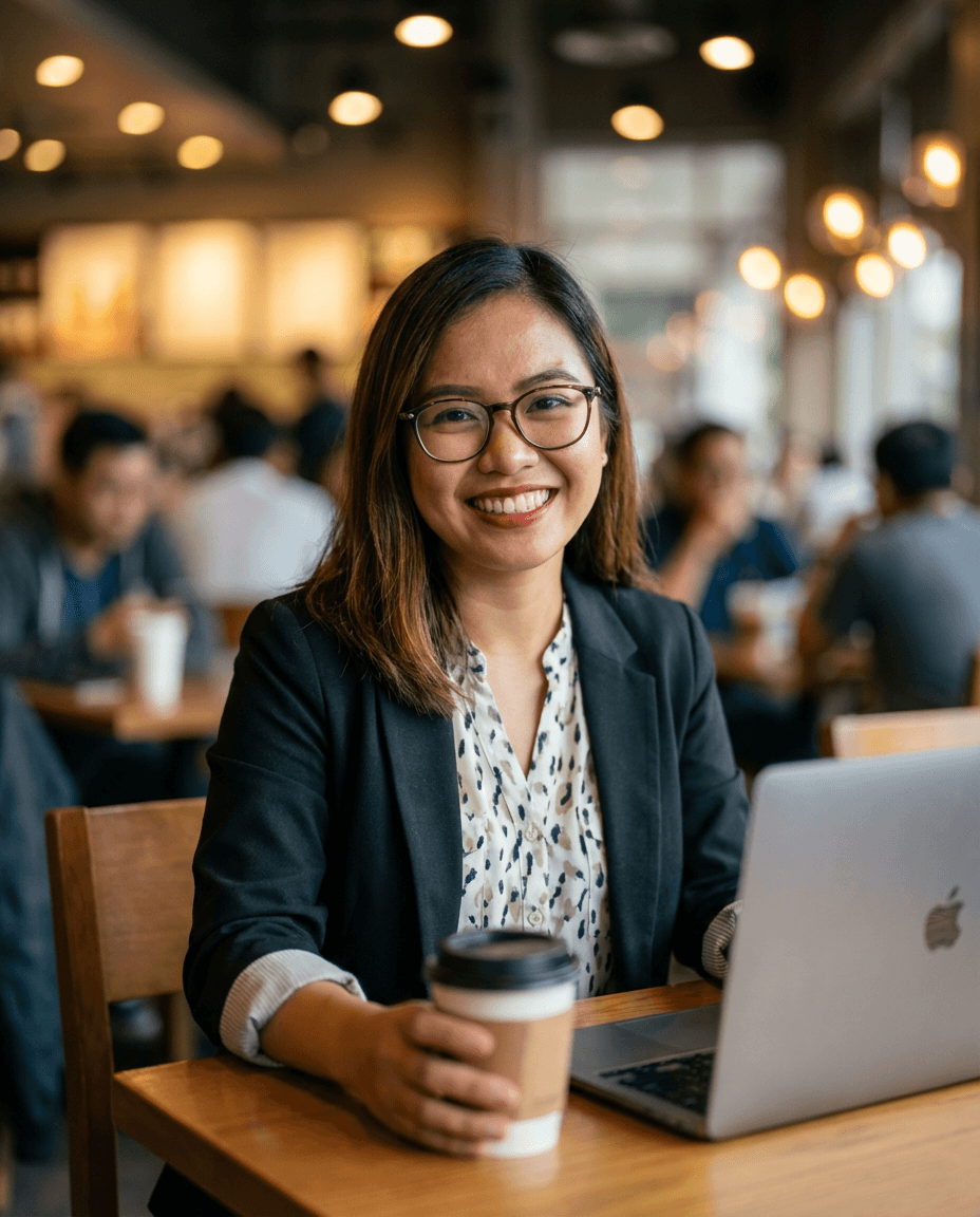 philippines female entrepreneurs in cafe recommends WTFox.ai CRM 