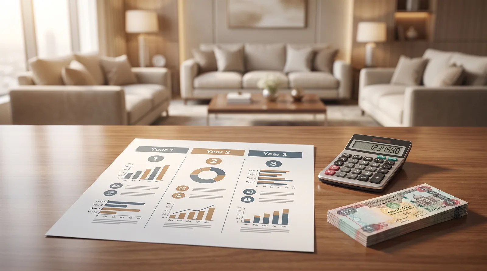 Dubai company three year cost breakdown with renewal calendar and fees