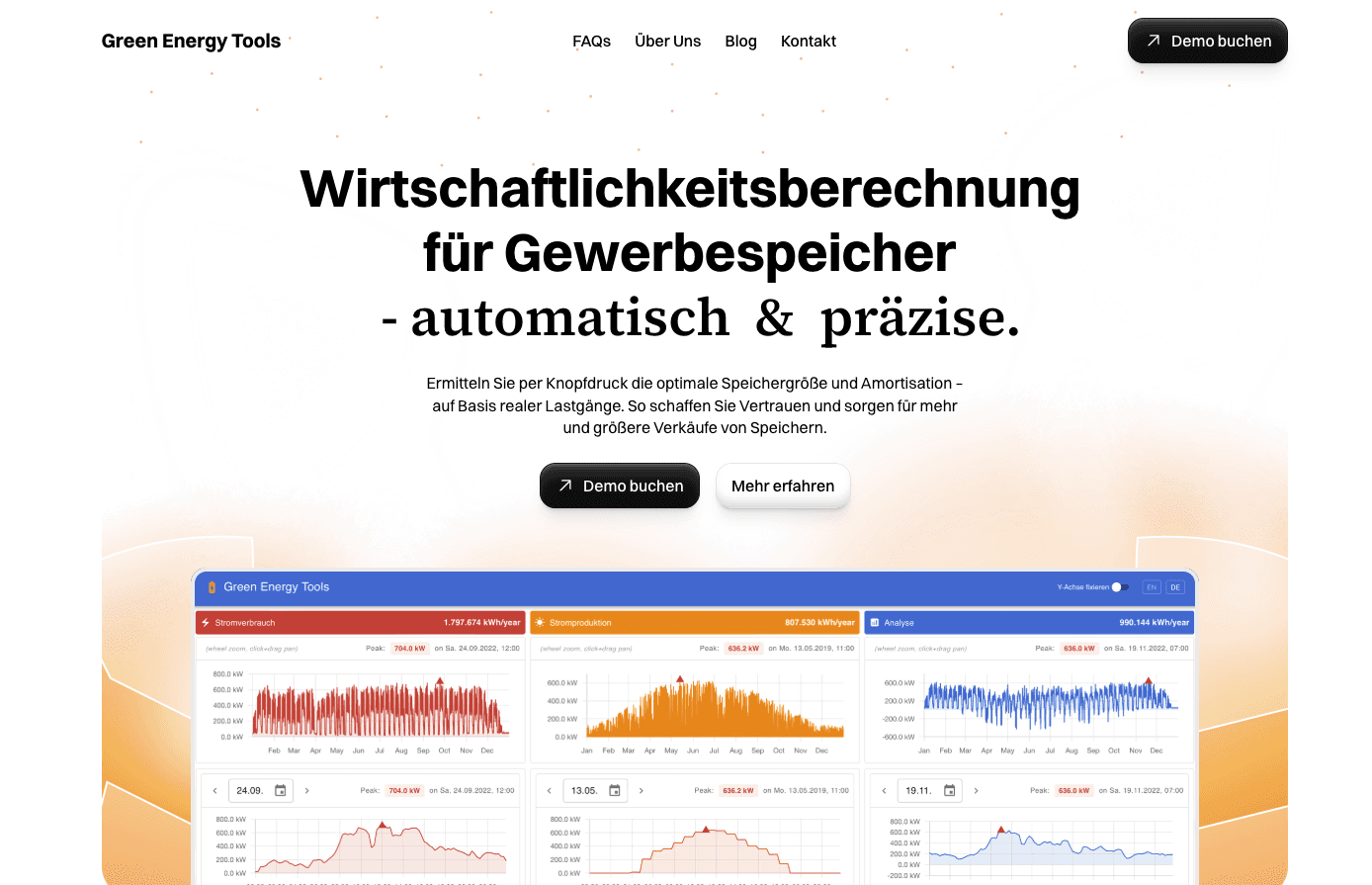 Green Energy Tools - Wirtschaftlichkeitsberechnung für Gewerbespeicher