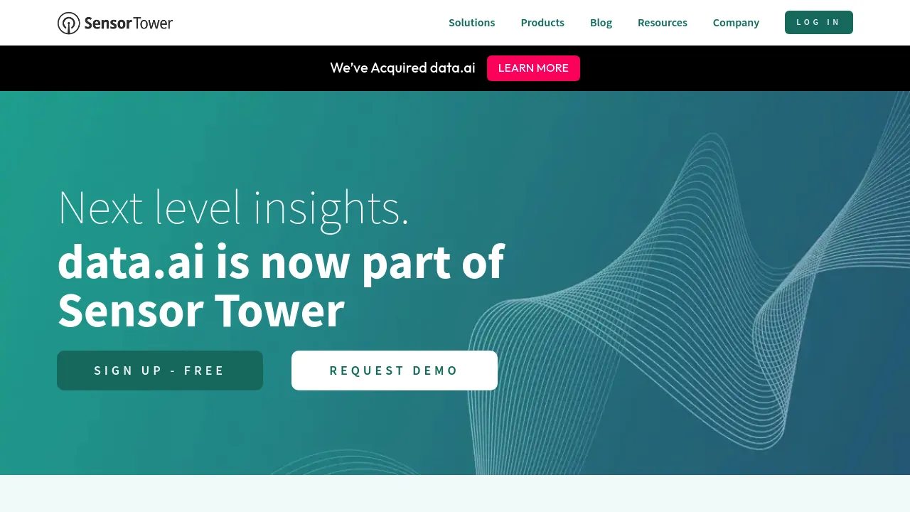 Screenshot of the Sensor Tower website illustrating mobile app and game analytics services