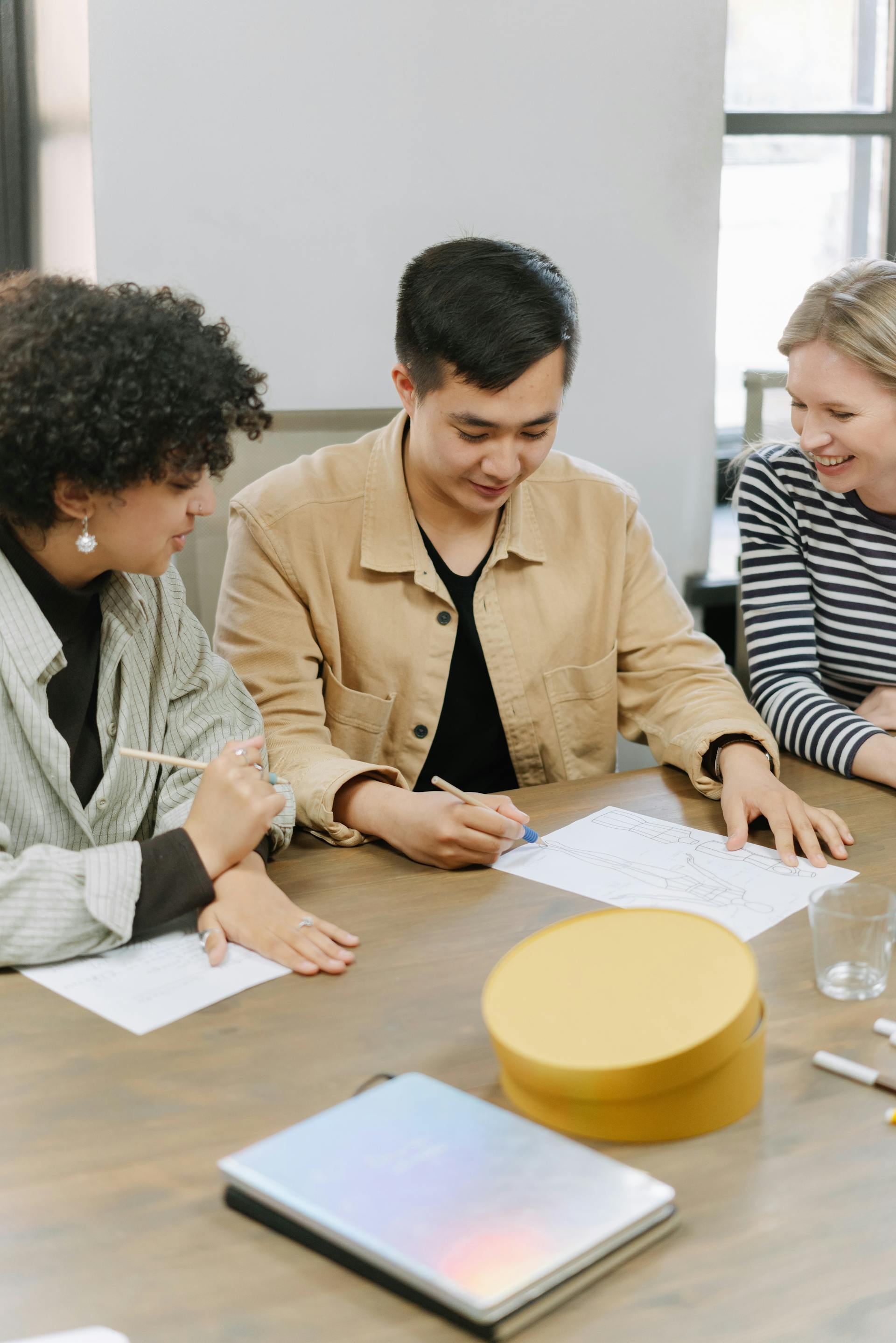 A team seated in an office open space