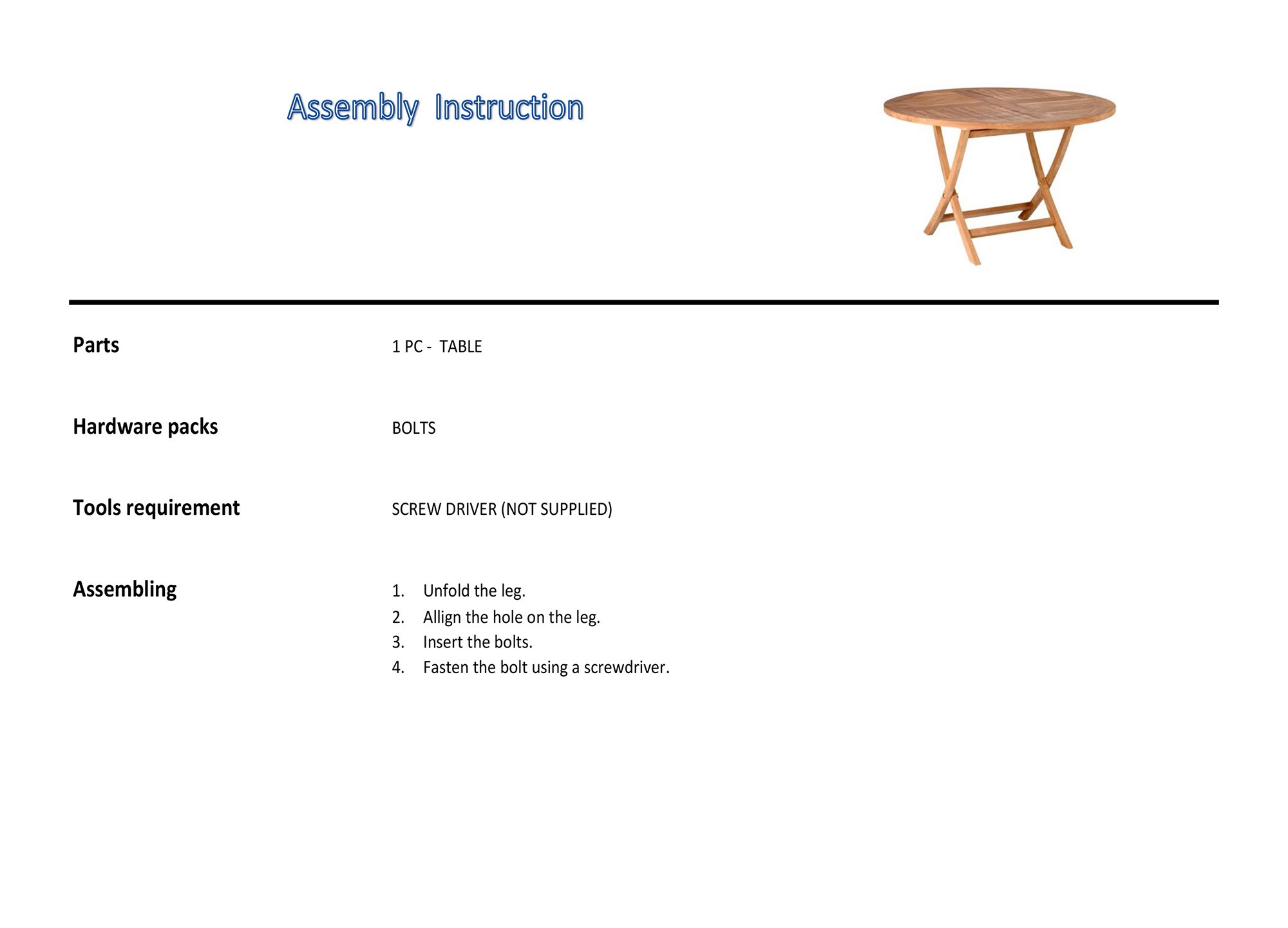 assembly instruction