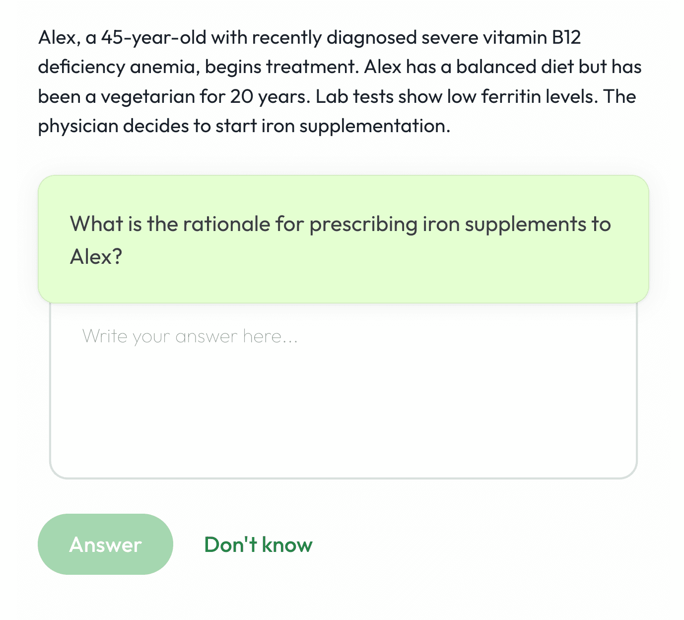 Case scenario story and question