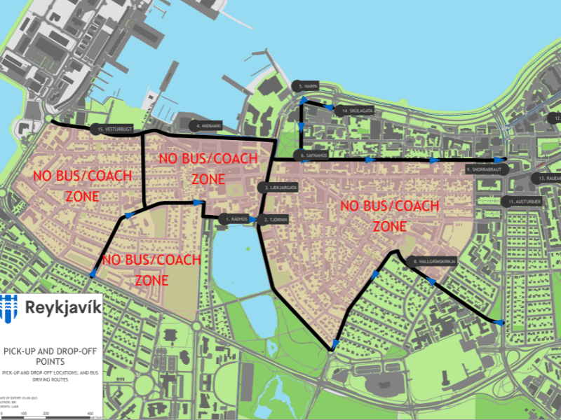 Map of Reykjavík's restricted city-centre zone