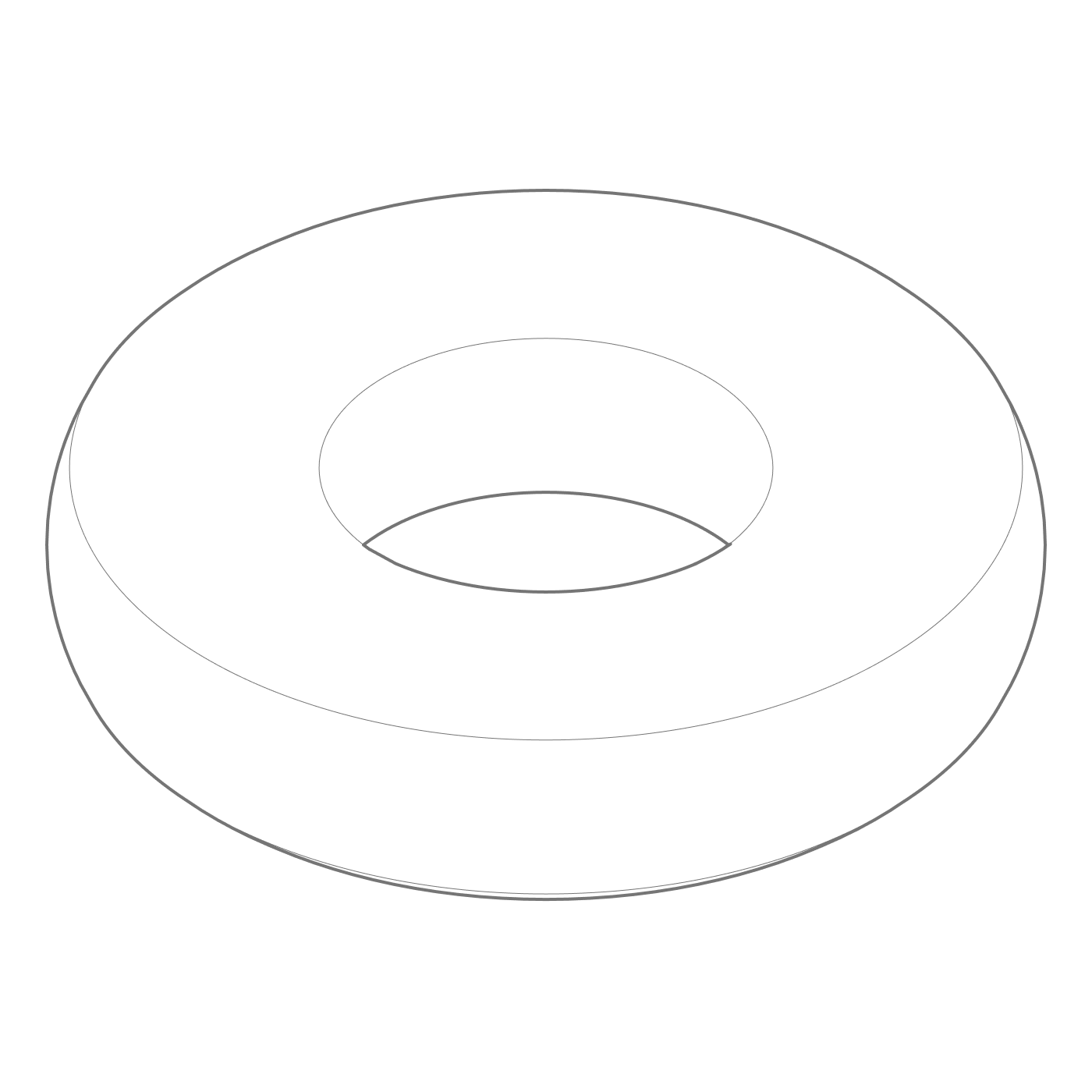 Isometric line drawing of the internal inflatable core of a luxury pool float by Oliver James Lilos — ergonomic contouring for adult lounging comfort.