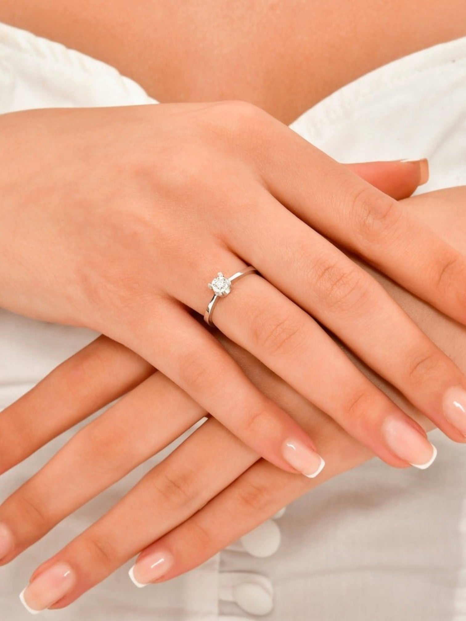 0.05 Carat Dazzling Diamond Venus Solitaire Ring in 8K White Gold