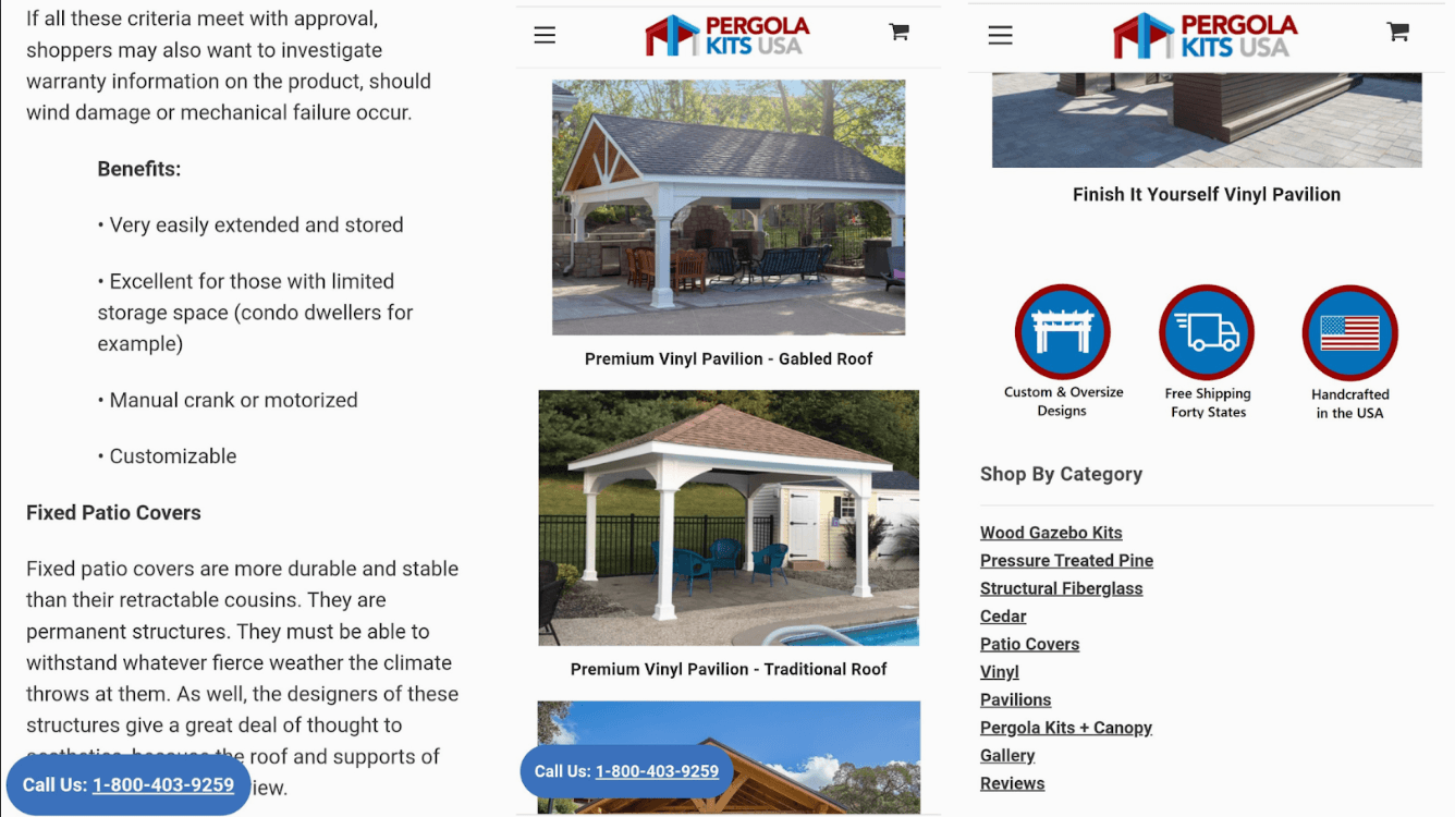 Pergola mobile site