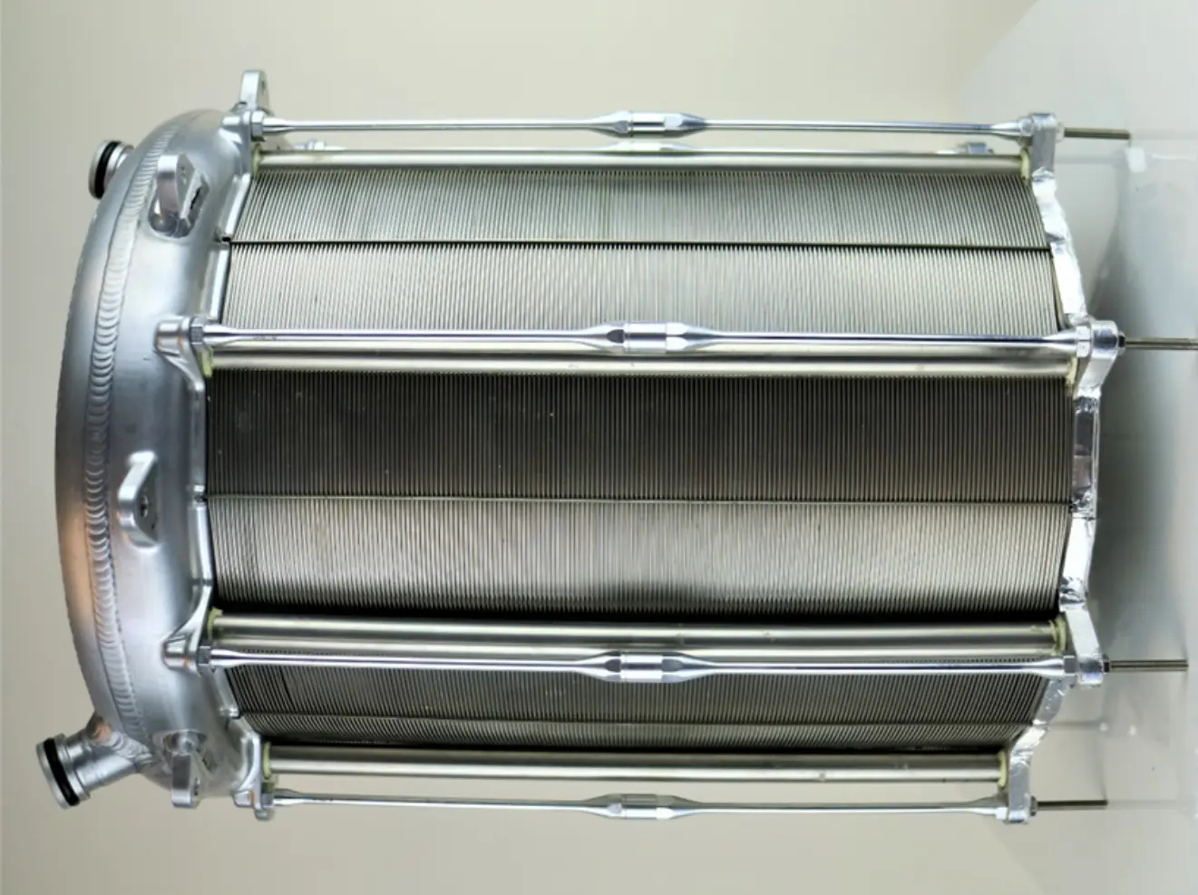 Side-on view of the heat exchanger