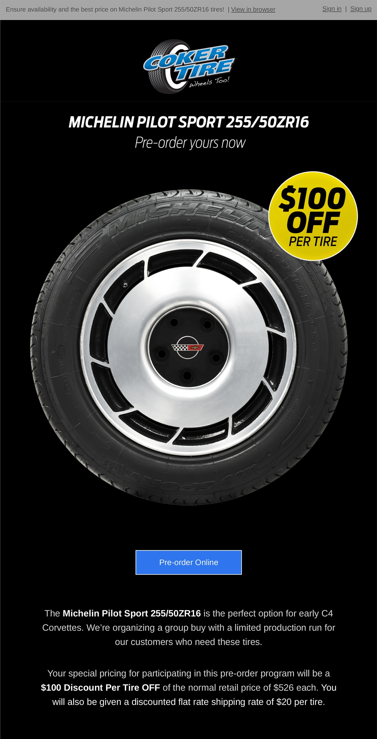 Coker Tire Michelin Pilot Email Campaign