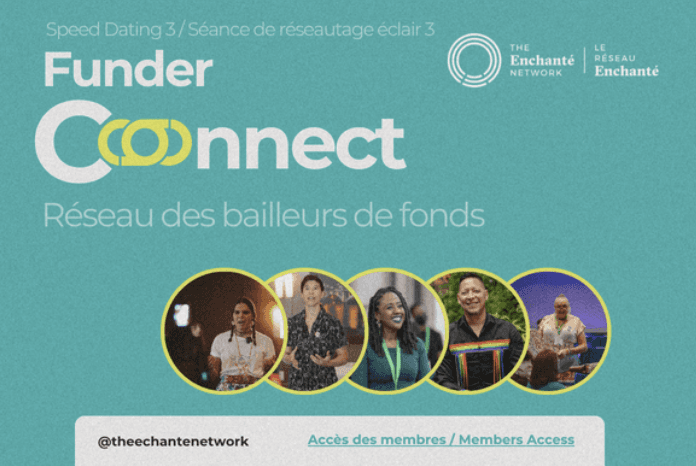 Logo of "Funder Connect" with a teal background and a series of diverse individuals' images below.