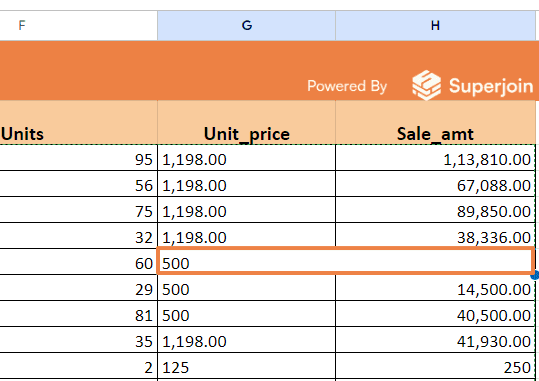 Click on the merged cell or drag to select multiple merged cells.