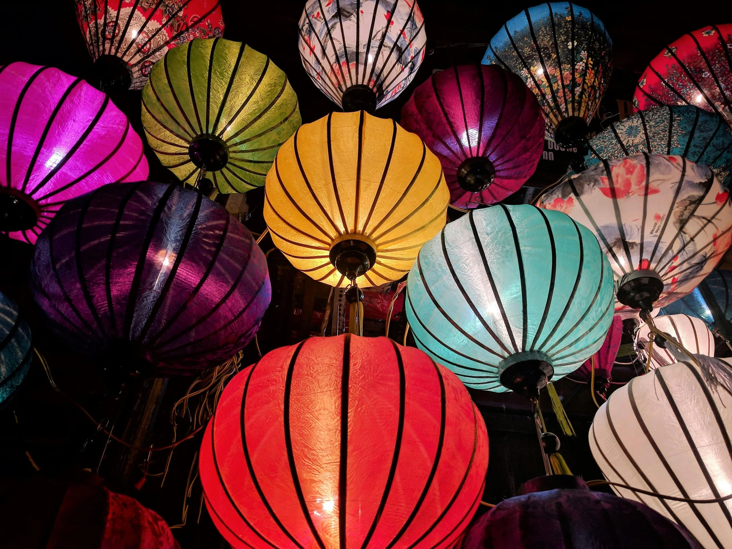 A colorful display of lanterns