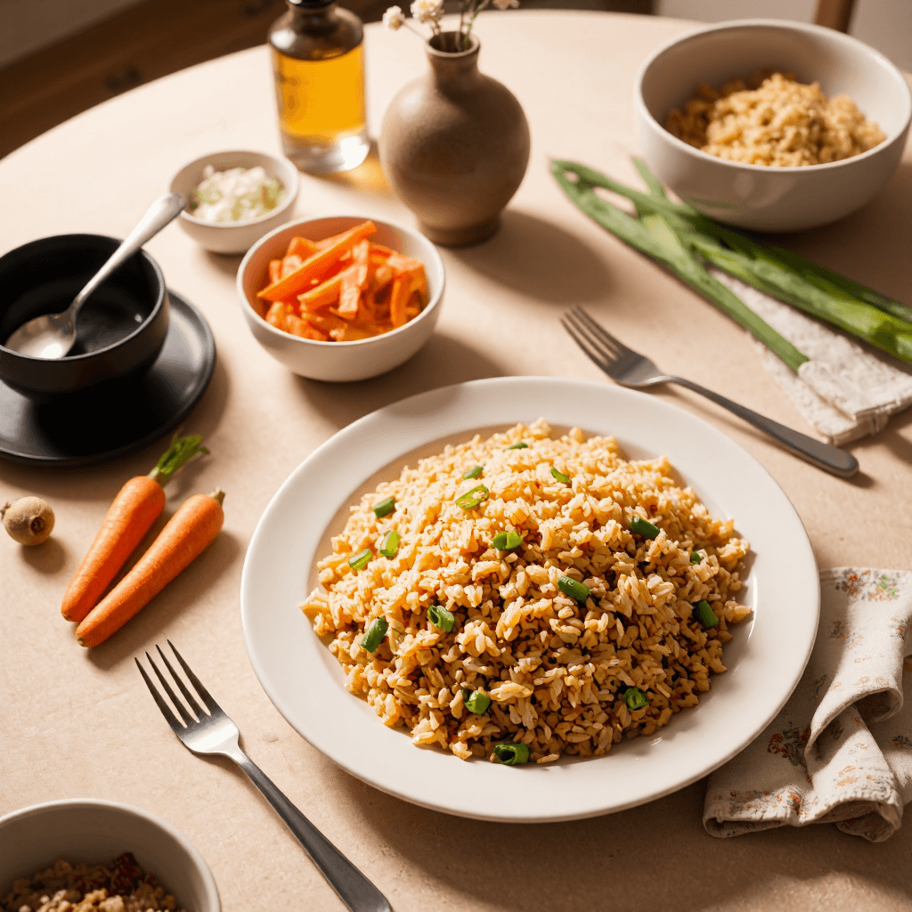 product photography of a plate of fried rice
