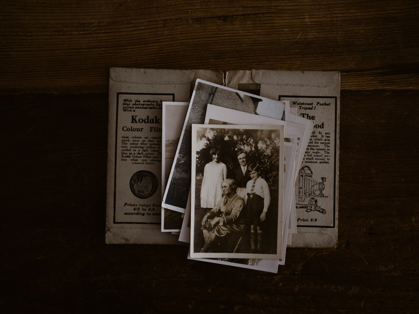 old instant photograph fading on a table