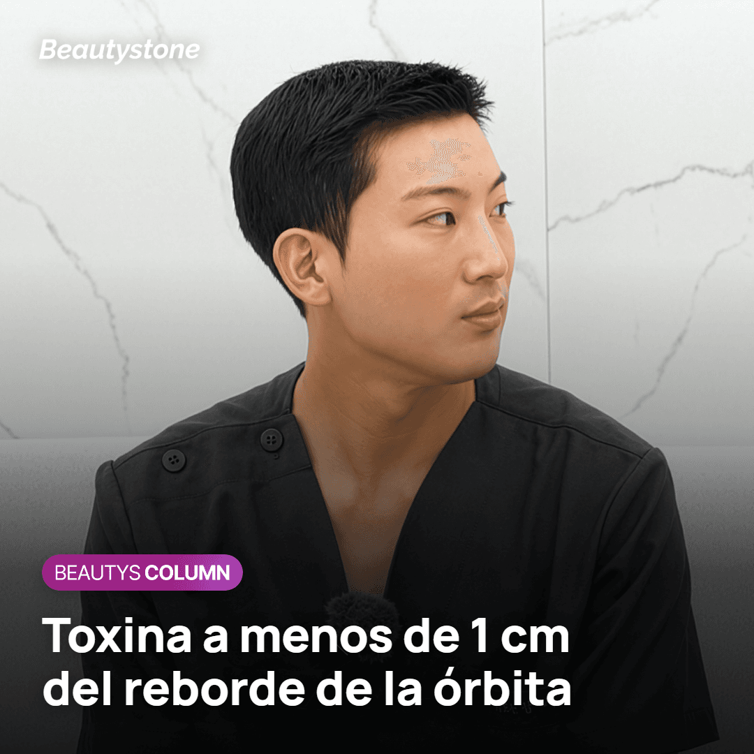 Punto de inyección cerca del reborde de la órbita y el párpado