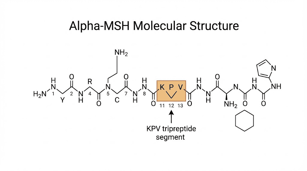 KPV tripeptide position within alpha-MSH hormone structure