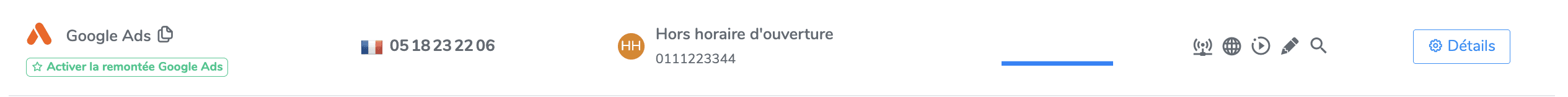 Confirmation visuelle de l'activation