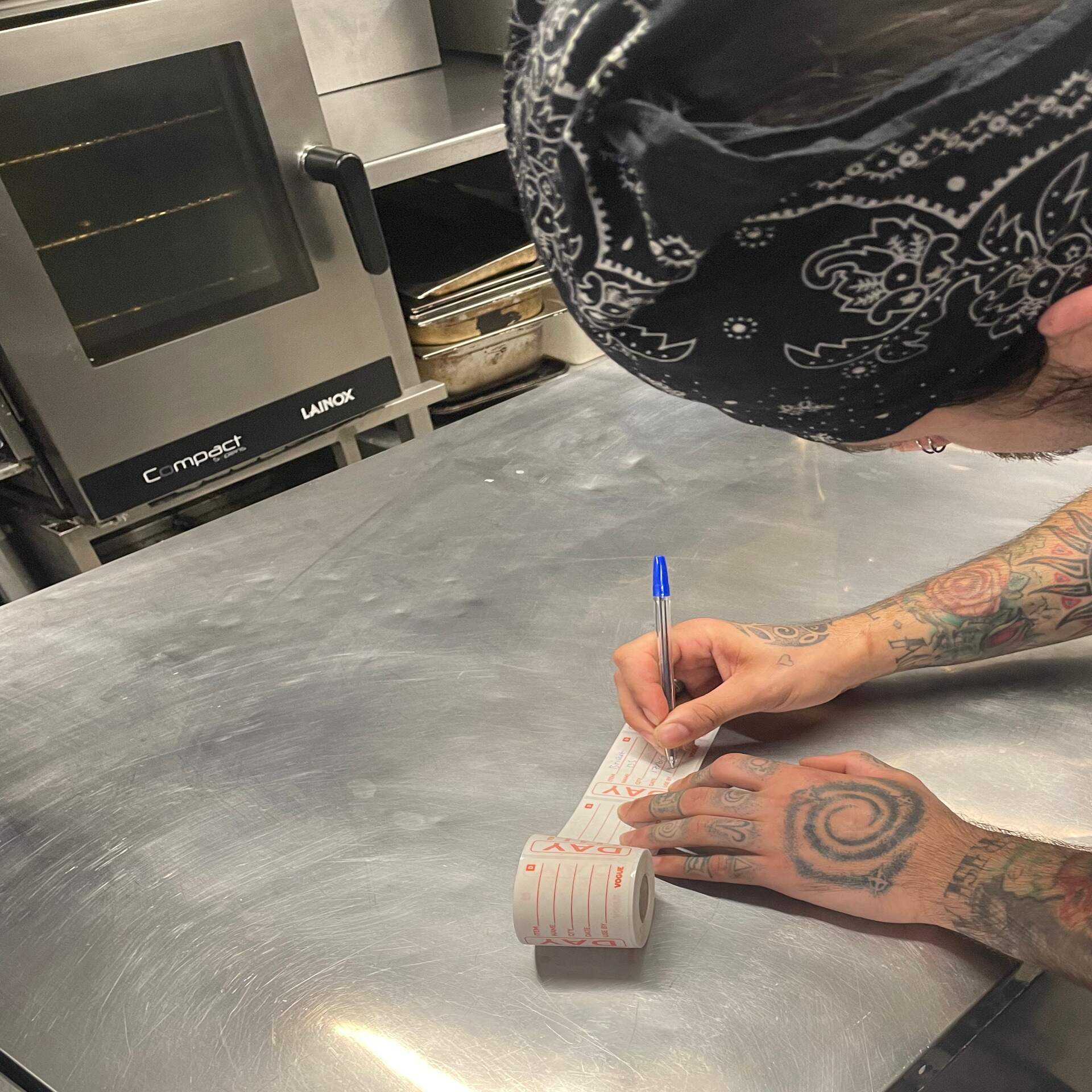 Chef handwriting as date label