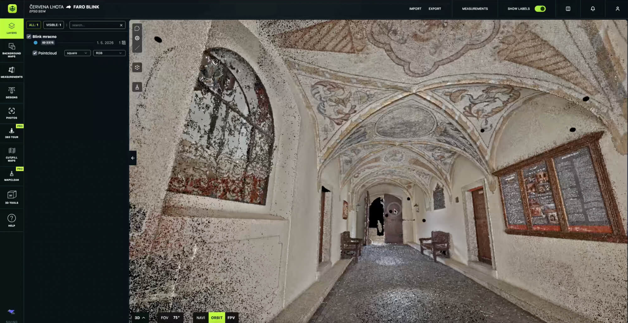 A view of a point cloud in AVAG