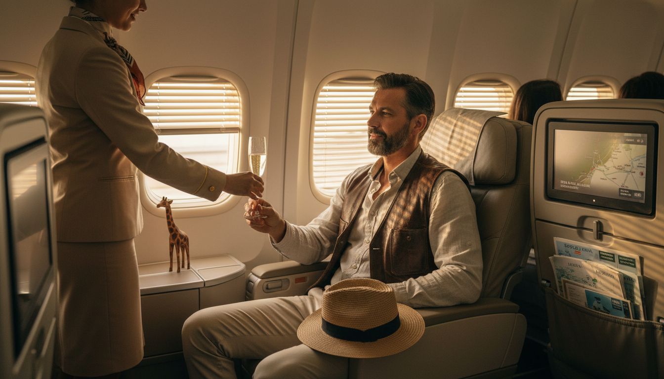 Interior de un avión privado diseñado para safaris de lujo