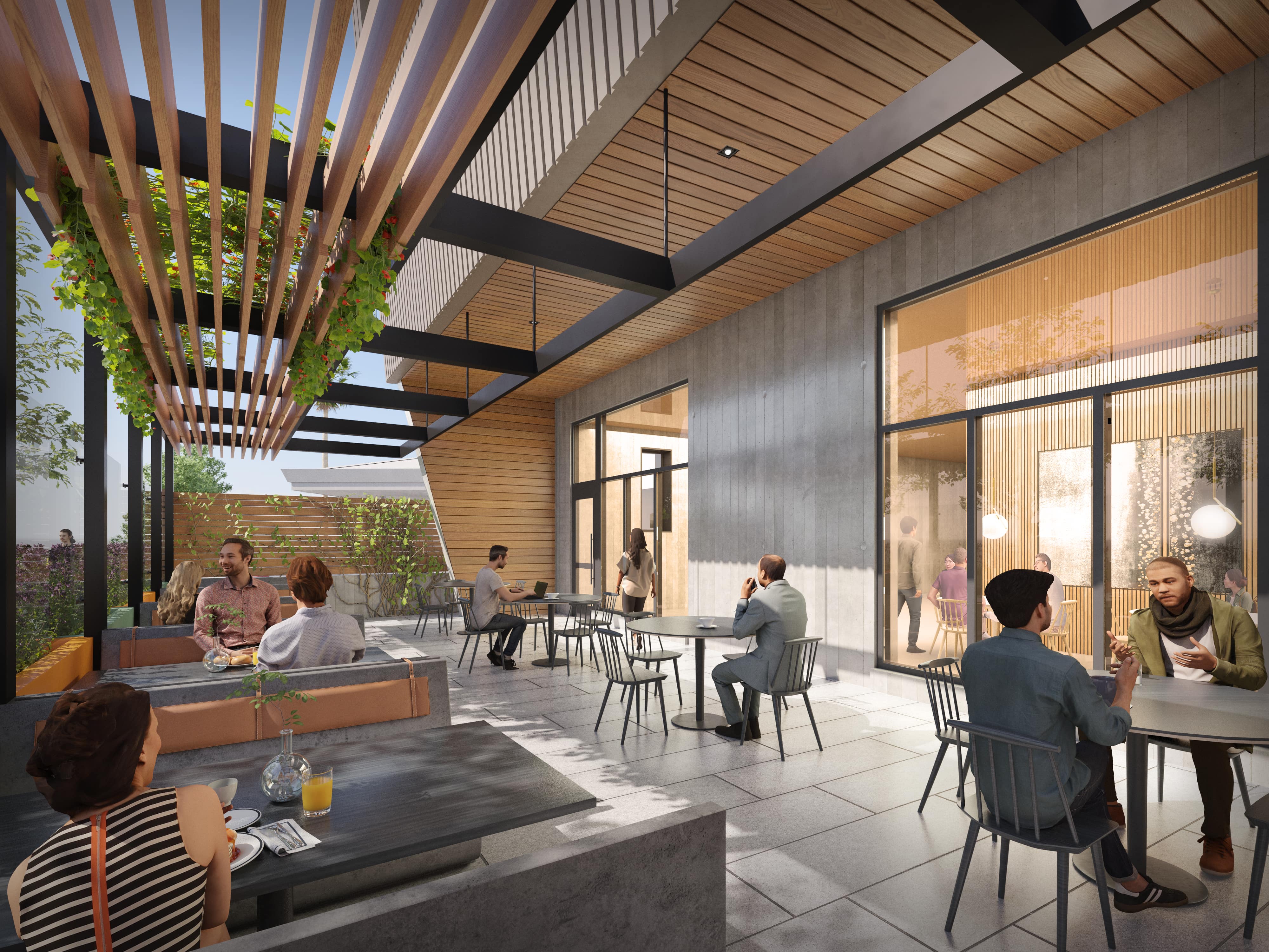 Outdoor restaurant area,rendering