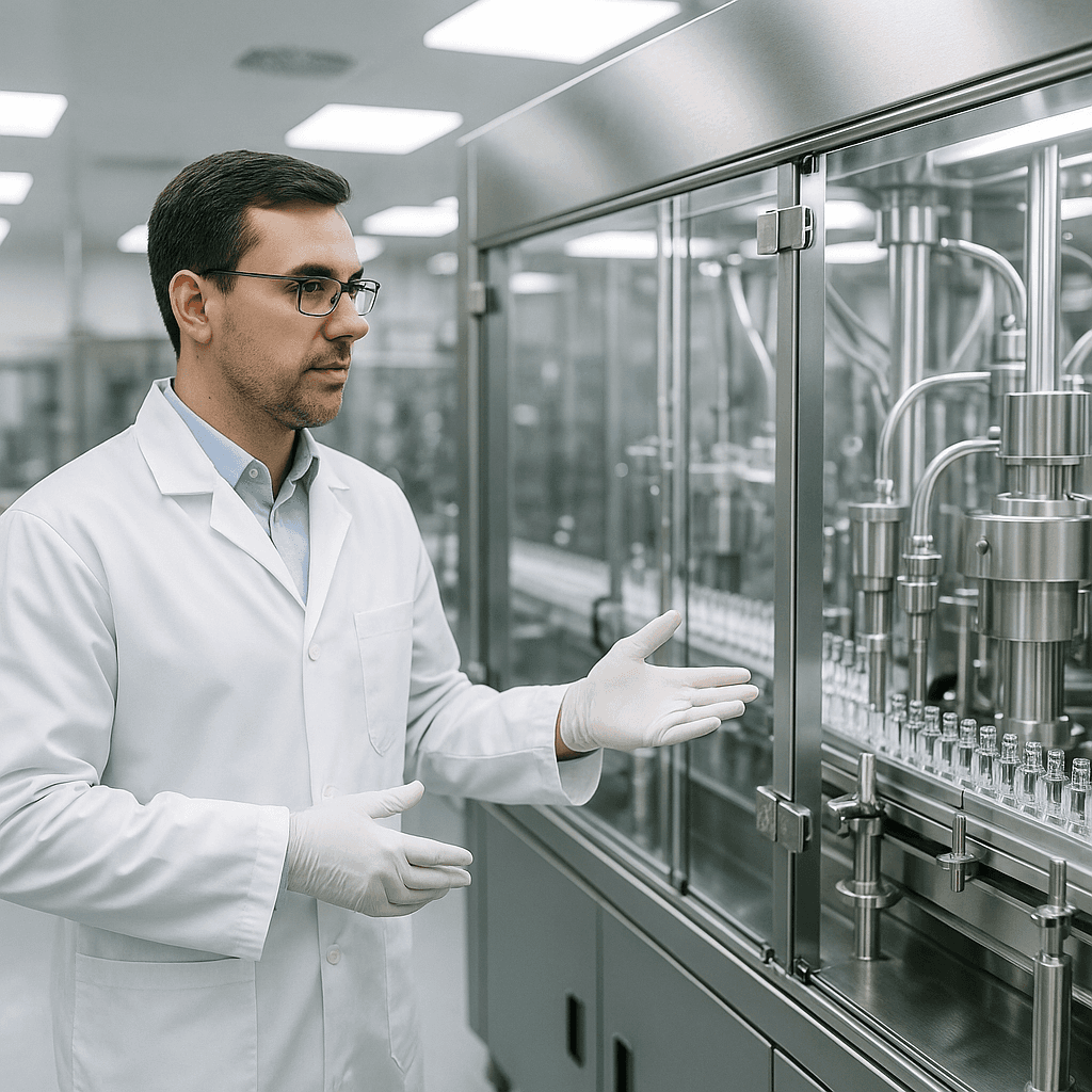 QA manager explaining SOP steps on production floor