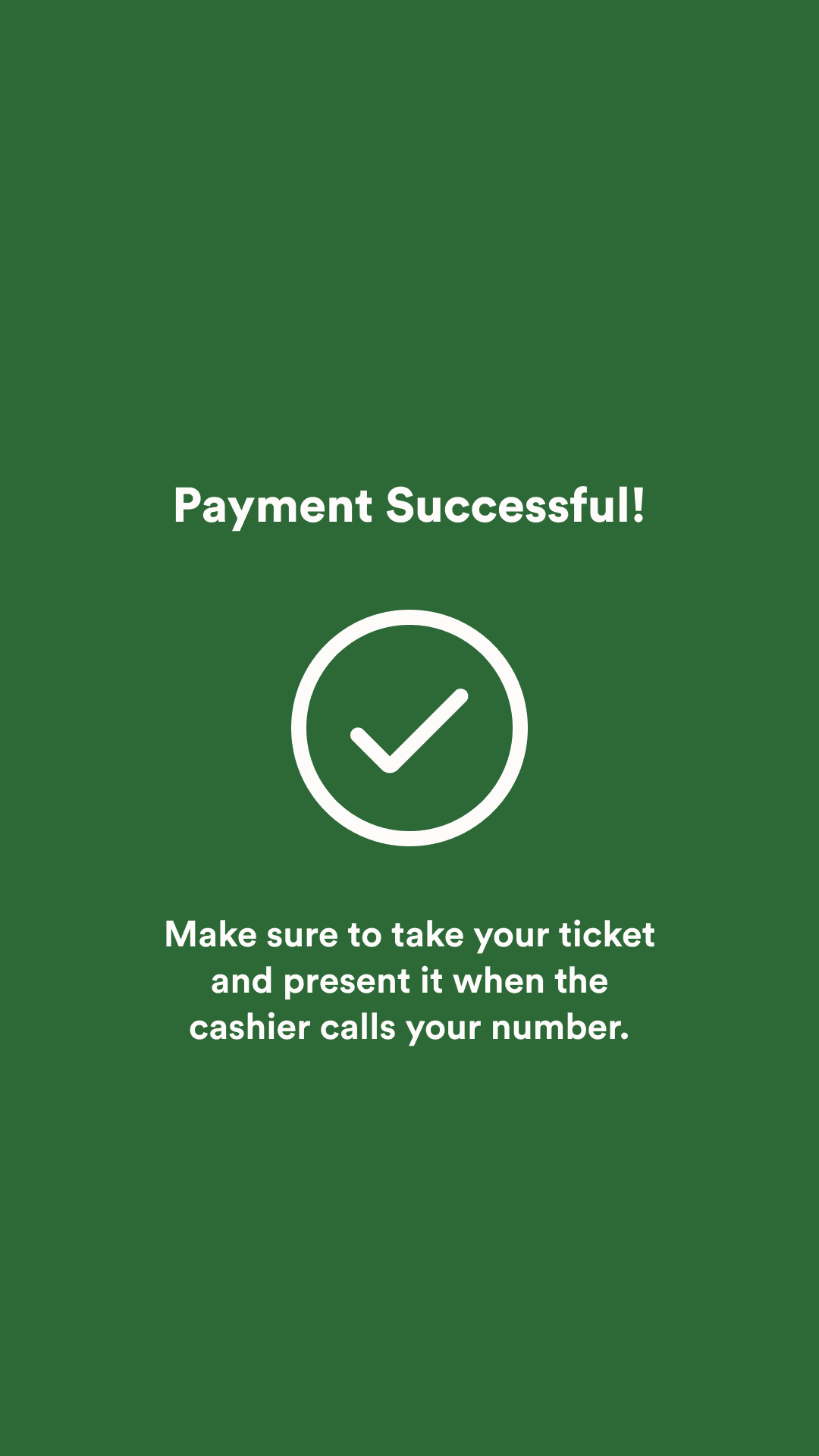 Composition of the successful transaction screen.