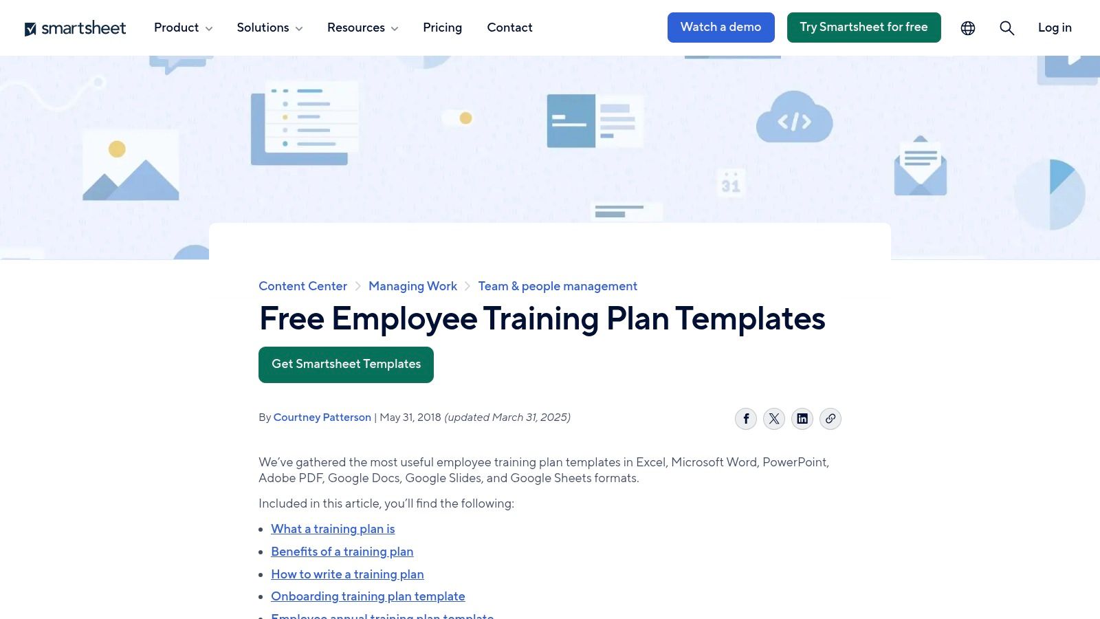Smartsheet – Free Employee Training Plan Templates