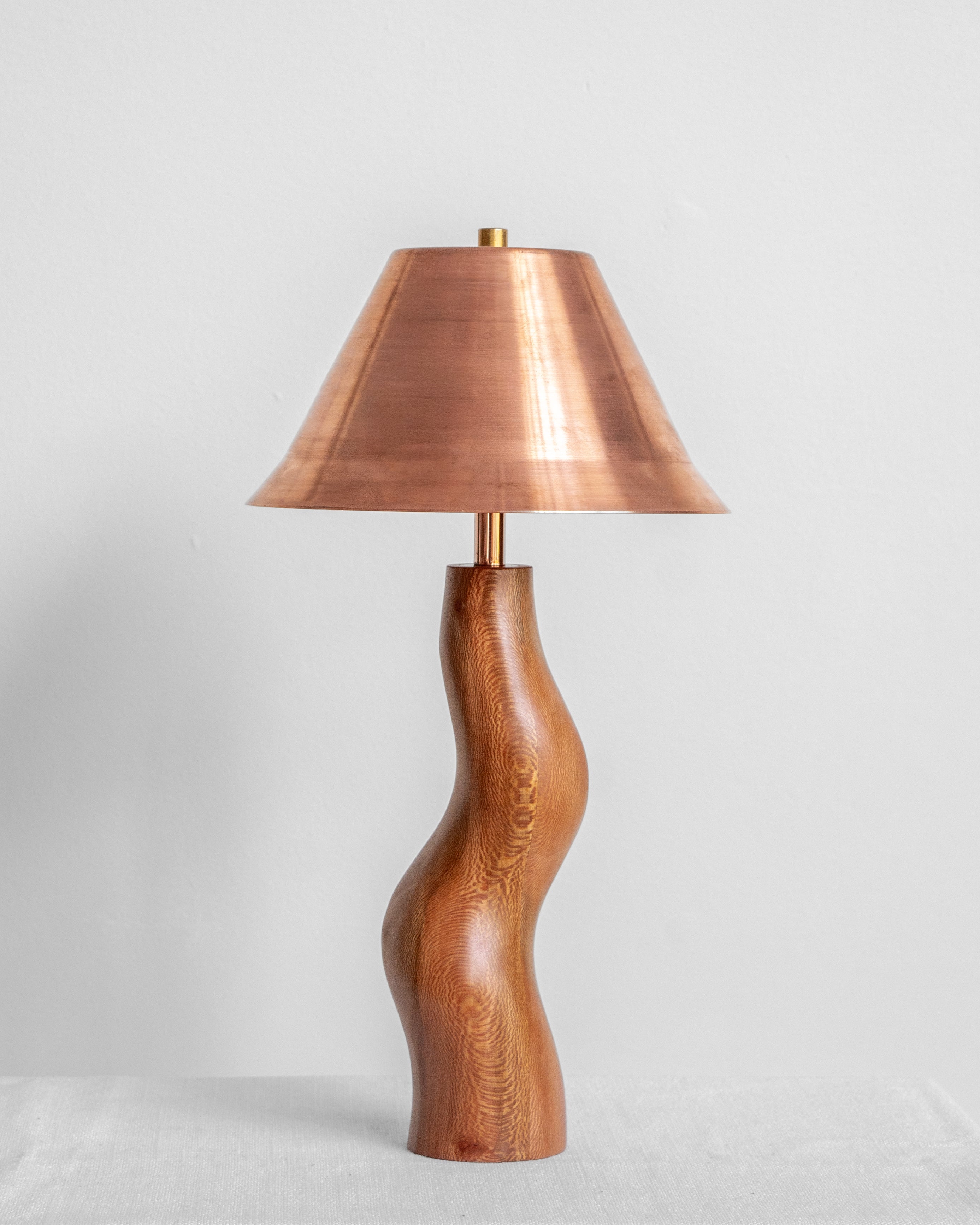Dancing Desk Lamp with London Plane base and Copper shade on a light grey background with UK, EU and US/CA wiring available Wilkinson & Rivera