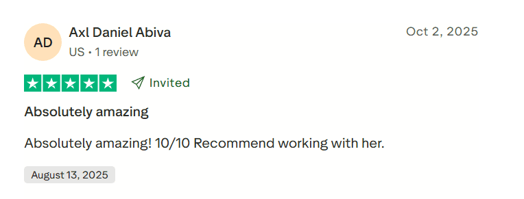 Screenshot of a review on TrustPilot