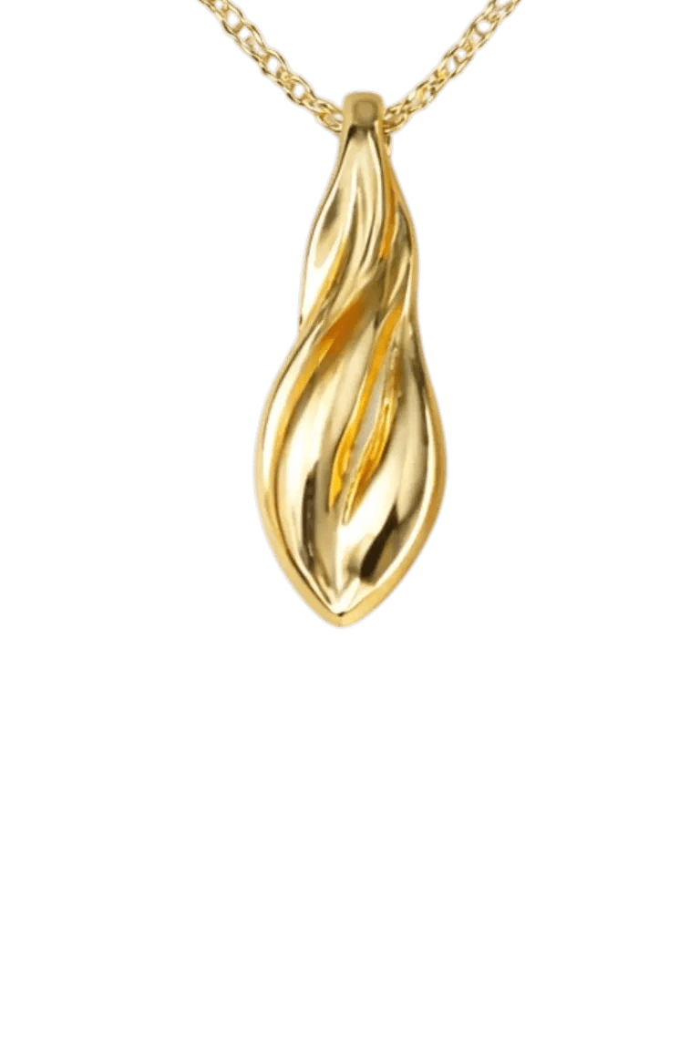 Gold pendant necklace on a white background