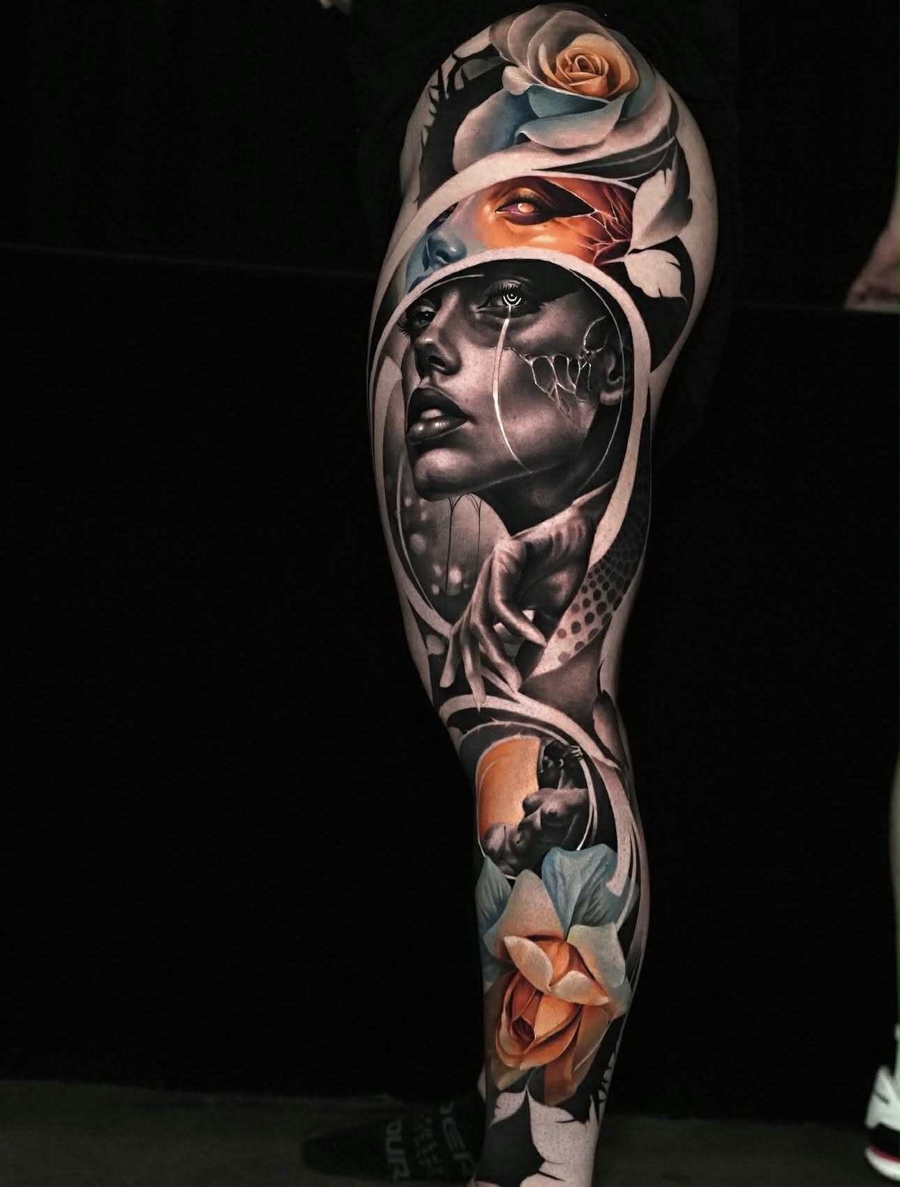 Mythological arm tattoo of Zeus with artistic shading.