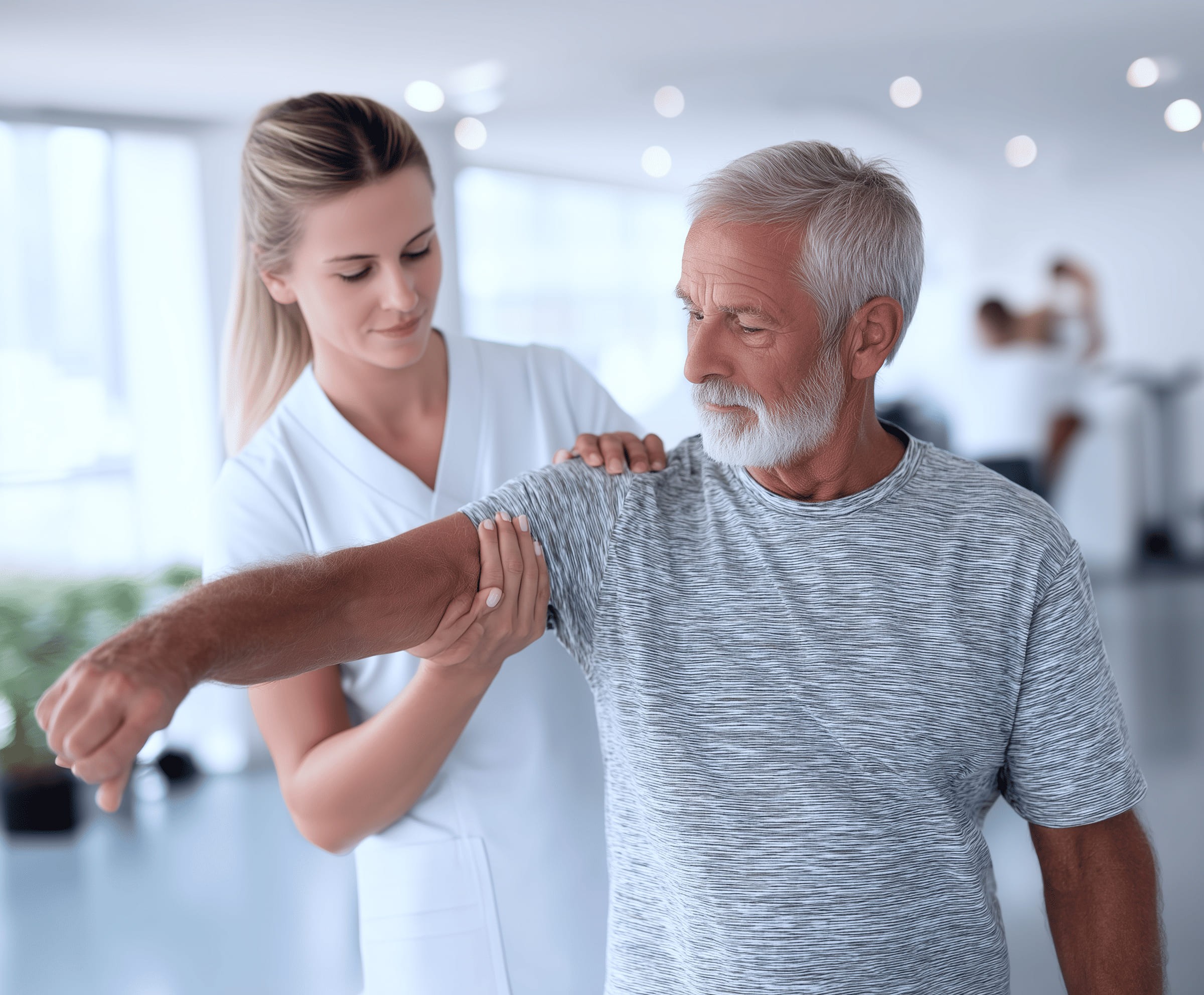 Image of physiotherapist helping a patient
