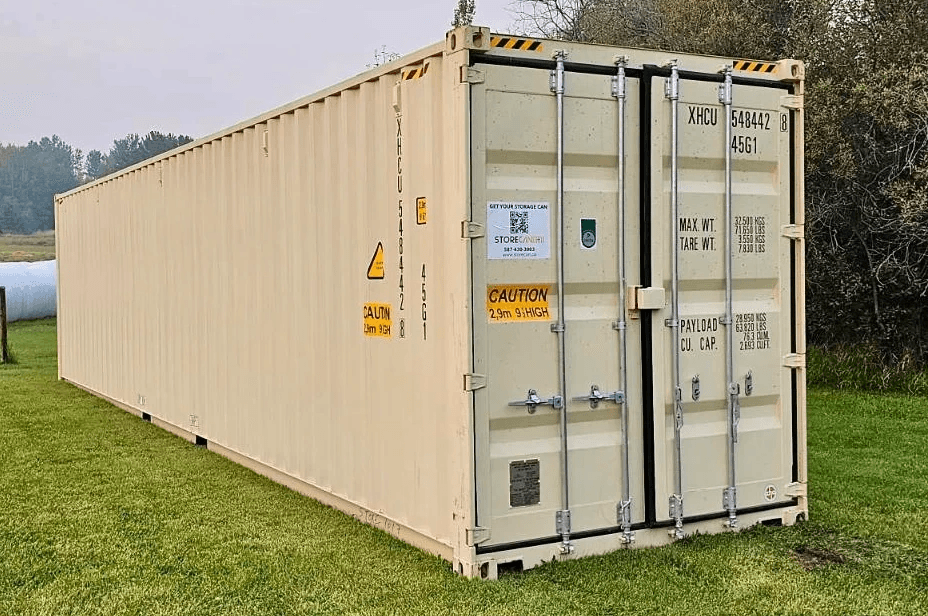 40' HC New (1 trip) Beige container delivered on a farm