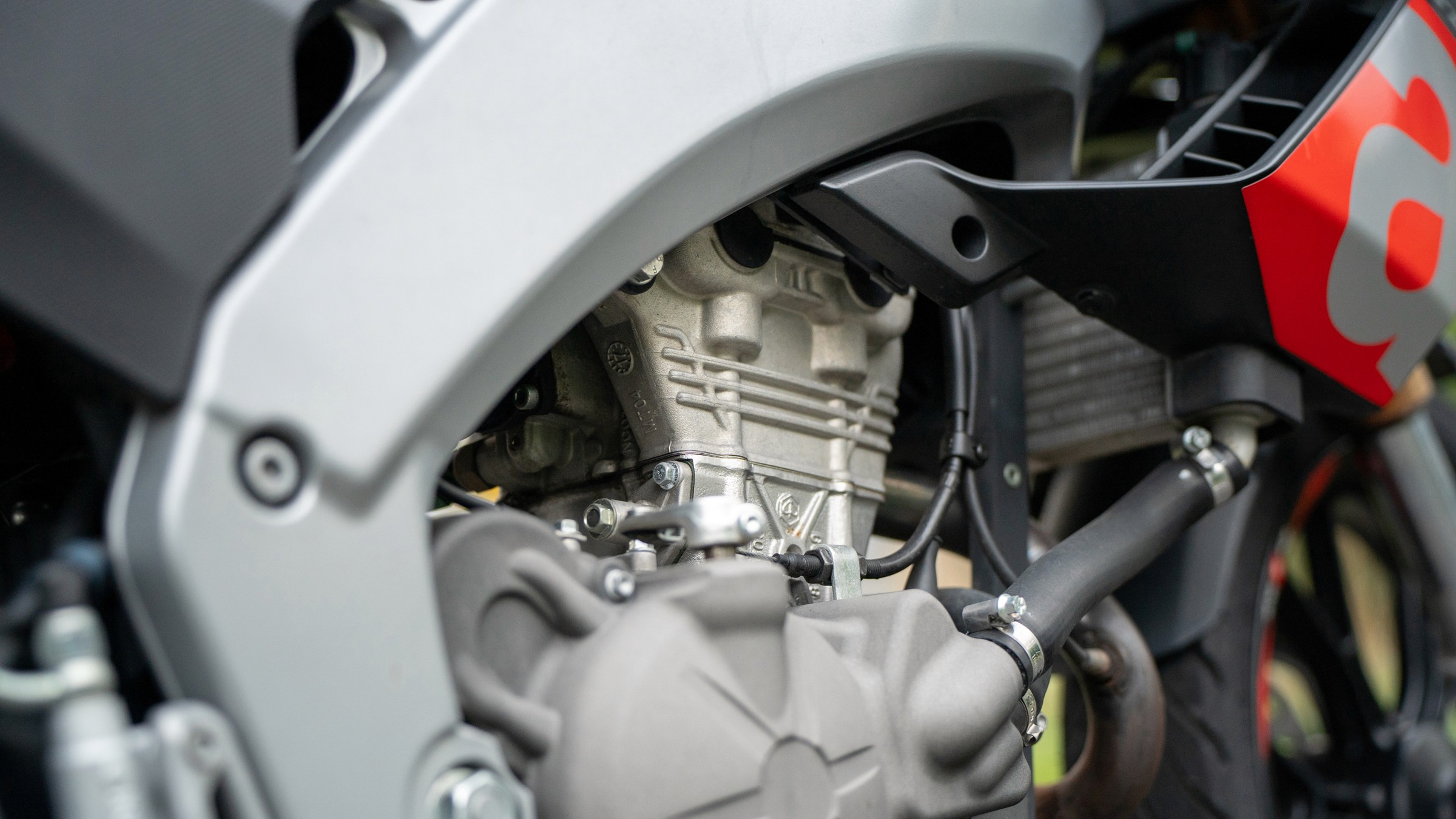 Aprilia Tuono 125 Motor-Detail – zuverlässiger Einzylinder für Einsteigerklassen.