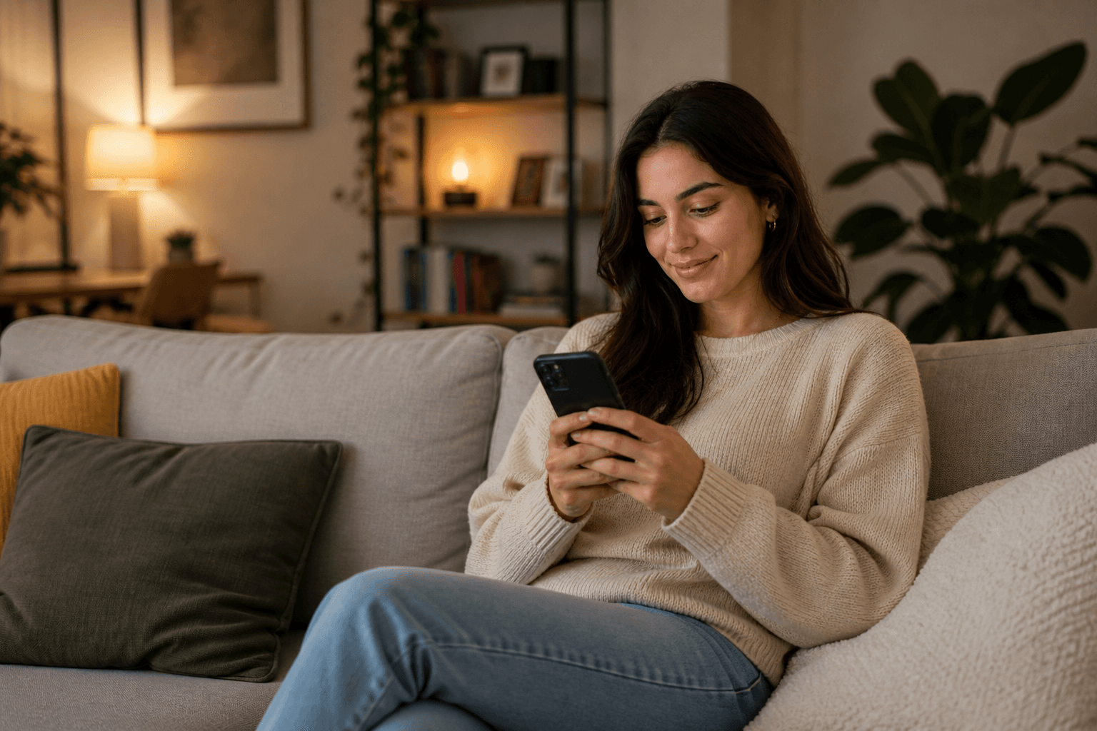 Woman looking at her phone