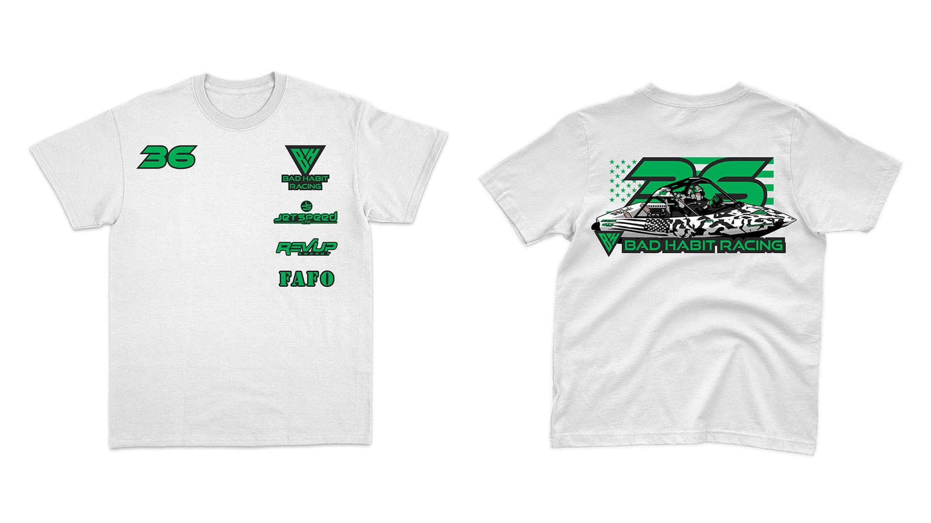 BAD HABIT RACING MERCHANDISE DESIGN & WITH CUSTOM BOAT IMAGERY