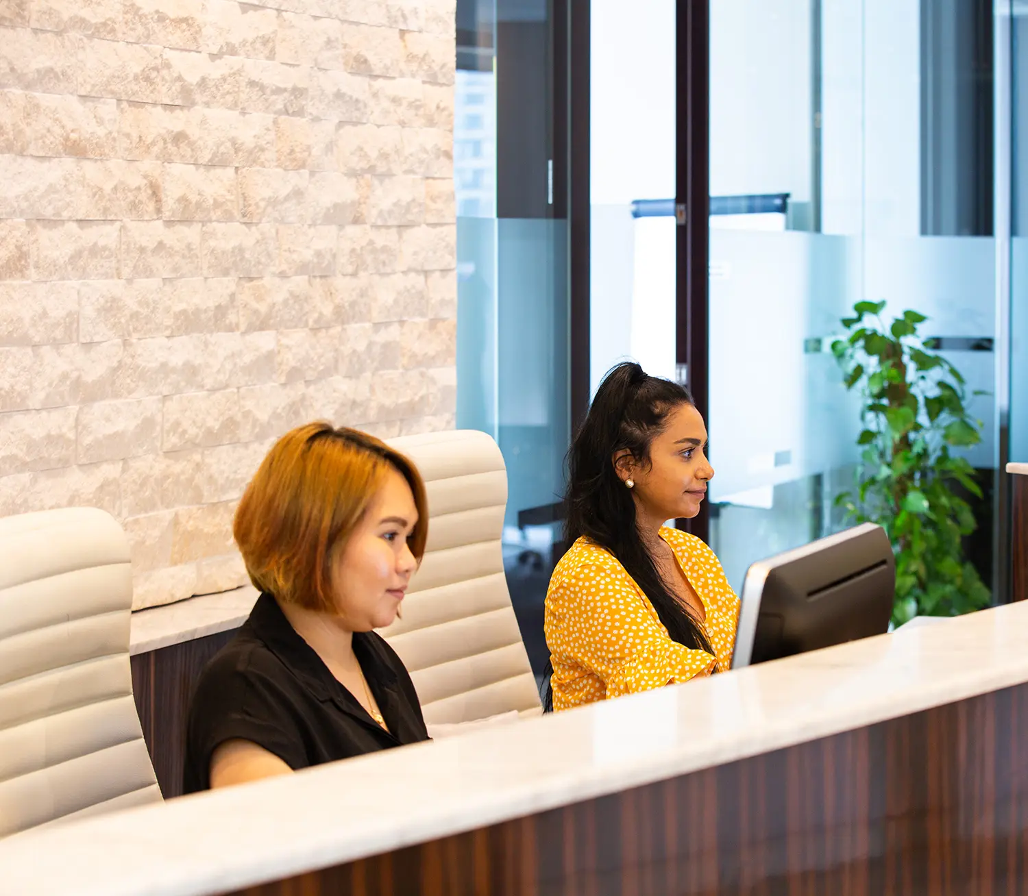 Modern business center reception lounge