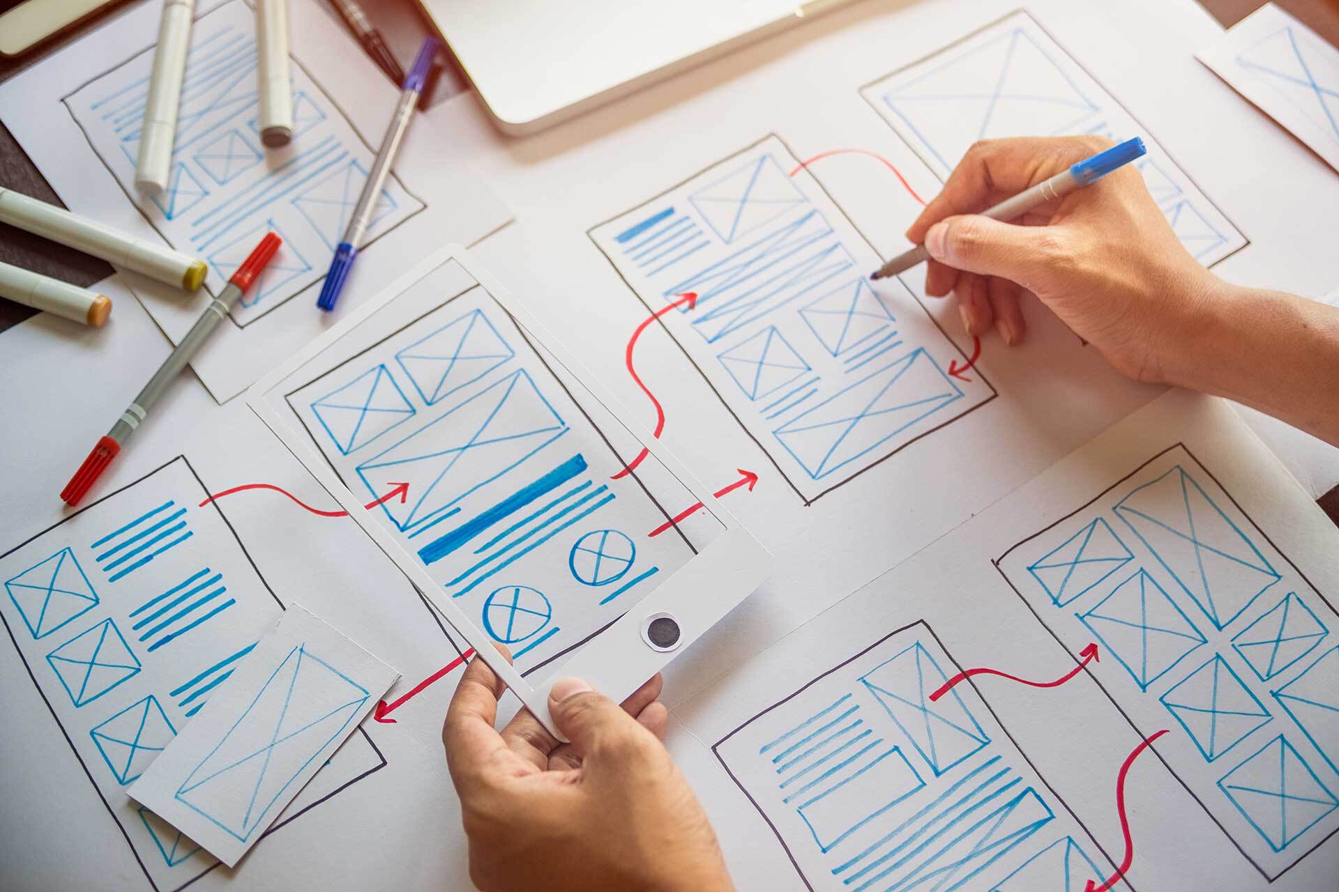 Design stages: wireframe and prototype