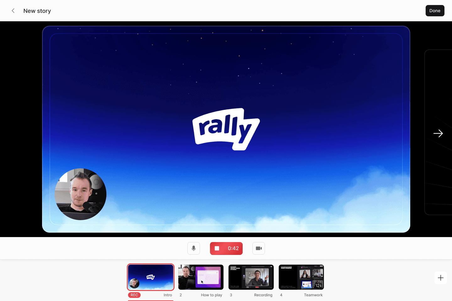 Recording a product video with Rally