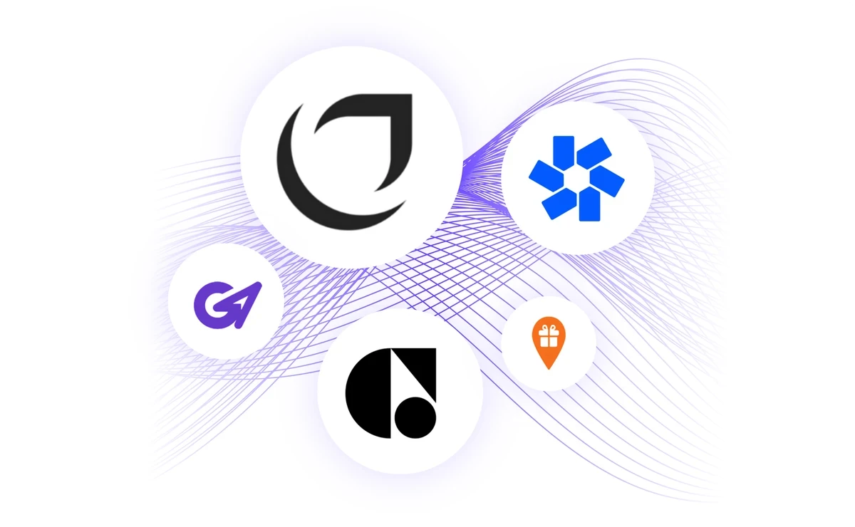 Logos of the top swag platforms for bulk swag: PerkUp, SwagDrop, Avail Swag, Gemnote, and BlinkSwag.