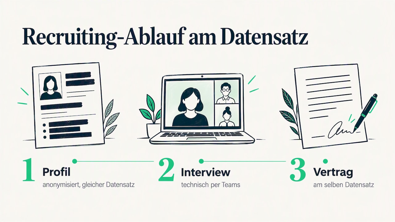 Profil, Teams-Interview und Vertrag am Datensatz