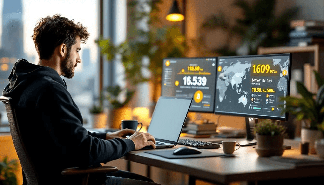 A content creator is joyfully receiving bitcoin tips from a global audience through various social media platforms, showcasing the power of crypto social media marketing in engaging online communities. The image highlights the creator's connection with their target audience, emphasizing the importance of user engagement and community support in the crypto space.