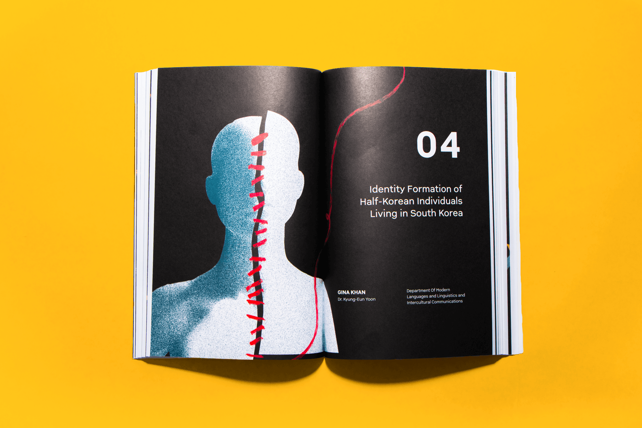 A book mockup for the inside of chapter 4 on a yellow background